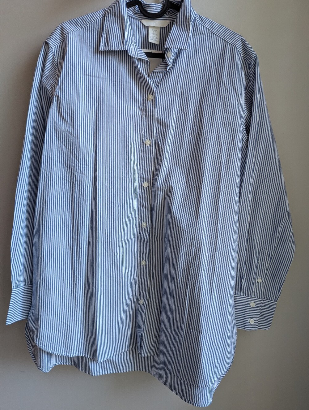 💕 Blue & White Stripe Button-Down Oxford Shirt - Oversized